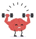 Human Strong brain lifting dumbbells