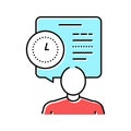human talk about task time scheduling color icon vector illustration