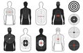 Human target. Shoot range paper with man silhouette, bullet pistol gun shot for firearm bow military props darts board Royalty Free Stock Photo