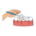 Human teeth with dentist hand and drill Royalty Free Stock Photo