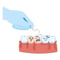 Human teeth with dentist hand and drill Royalty Free Stock Photo