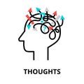 Human Thoughts icon, flat thin line vector illustration