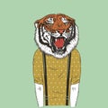 Human with tiger head vector illustration Royalty Free Stock Photo