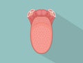 Human tongue with long shadow style and vintage retro style -