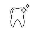 Human Tooth Shine Line Icon. Clean Oral, Teeth Hygiene Linear Pictogram. Natural Shiny Tooth, Dental Treatment Outline