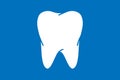 Human tooth symbol isolated on blue background. Human organ icon. Vector illustration. Royalty Free Stock Photo