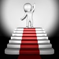 Human on top of red carpet - 3d image Royalty Free Stock Photo