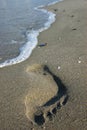 Human trace on sand Royalty Free Stock Photo