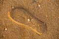 Human track on a sand