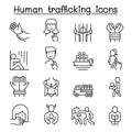 Human trafficking icon set in thin line style Royalty Free Stock Photo