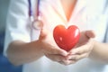 cardiology care person doctor health concept medicine heart hand hospital. Generative AI.