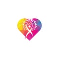 Human Tree heart shape concept Logo Design. Royalty Free Stock Photo