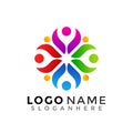 Human unity logo, people group modern colorful logos Designs Vector