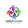 Human unity logo, people group modern gradient logos Designs Vector