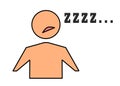 A human upper torso body and head shape showing sleepy fatigue condition