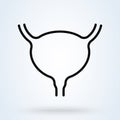 Human urinary bladder with ureters and urethra line art. Vector illustration