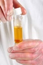 human urine in a sample bottle Royalty Free Stock Photo