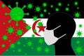 Human using a Mouth Face Masks or Mouth Cover ro surrounded wiht virus with SAHRAWI ARAB DEMOCRATIC REPUBLIC flag