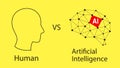 Human versus artificial intelligence concept, vector illustration