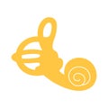 Human vestibular apparatus. The cochlea of the vestibular apparatus illustration, flat design