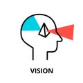 Human Vision icon, flat thin line vector illustration