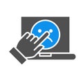 Human vote on laptop colored icon. Sad face, customer unsatisfaction, negative feedback symbol Royalty Free Stock Photo