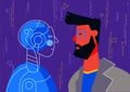 Human vs artificial intelligence concept trendy illustration Royalty Free Stock Photo