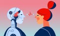 Human vs artificial intelligence concept trendy illustration Royalty Free Stock Photo