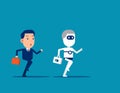 Human vs Robot. Business competing with artificial intelligence