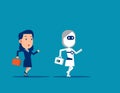 Human vs Robot. Business competing with artificial intelligence