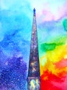 Human walking on high wall with spirit powerful energy connect to the universe power abstract art watercolor painting illustration Royalty Free Stock Photo