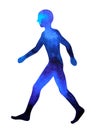 Human walking pose, abstract body watercolor painting hand drawing