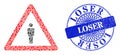 Scratched Loser Seal and Triangle Human Warning Mosaic