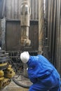 Human work while drilling an oil and gas well.