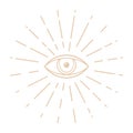 Human world eye with rays. Illuminati logo. World order symbol all-seeing eye of providence Royalty Free Stock Photo