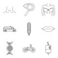 Humane icons set, outline style