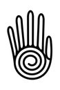 Human hand with spiral, healing hand symbol of native Americans