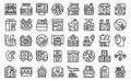 Humanitarian aid icons set outline vector. Donate box