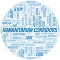 Humanitarian Corridors word cloud. Vector made with the text only. Royalty Free Stock Photo