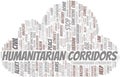 Humanitarian Corridors word cloud. Vector made with the text only. Royalty Free Stock Photo