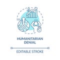 Humanitarian denial blue concept icon