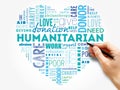 Humanitarian heart word cloud collage