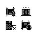 Humanities and applied subjects black glyph icons set on white space