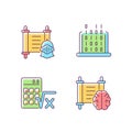 Humanities and applied subjects RGB color icons set