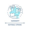 Humanity against people suffering concept icon.