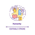 Humanity against people suffering concept icon.