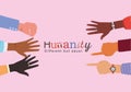 Humanity different but equal and diversity hands skin vector design