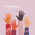 Humanity different but equal and diversity hands up vector design