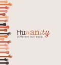 Humanity different but equal and diversity open and fists hands up vector design