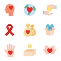 Humanity help flat style icon set vector design